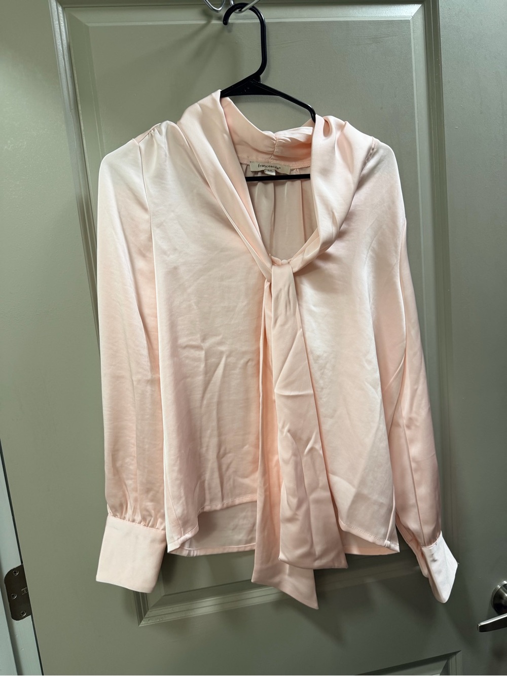 Light Pink Tie-Neck Blouse - Women's Top